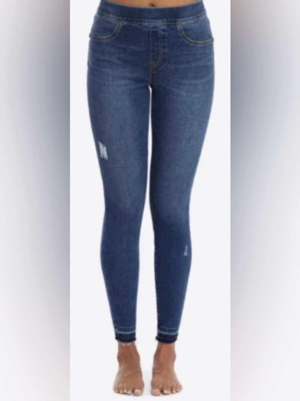 Spanx 20203T Denim Distressed Ankle Skinny Jeans Medium Wash Size Medium